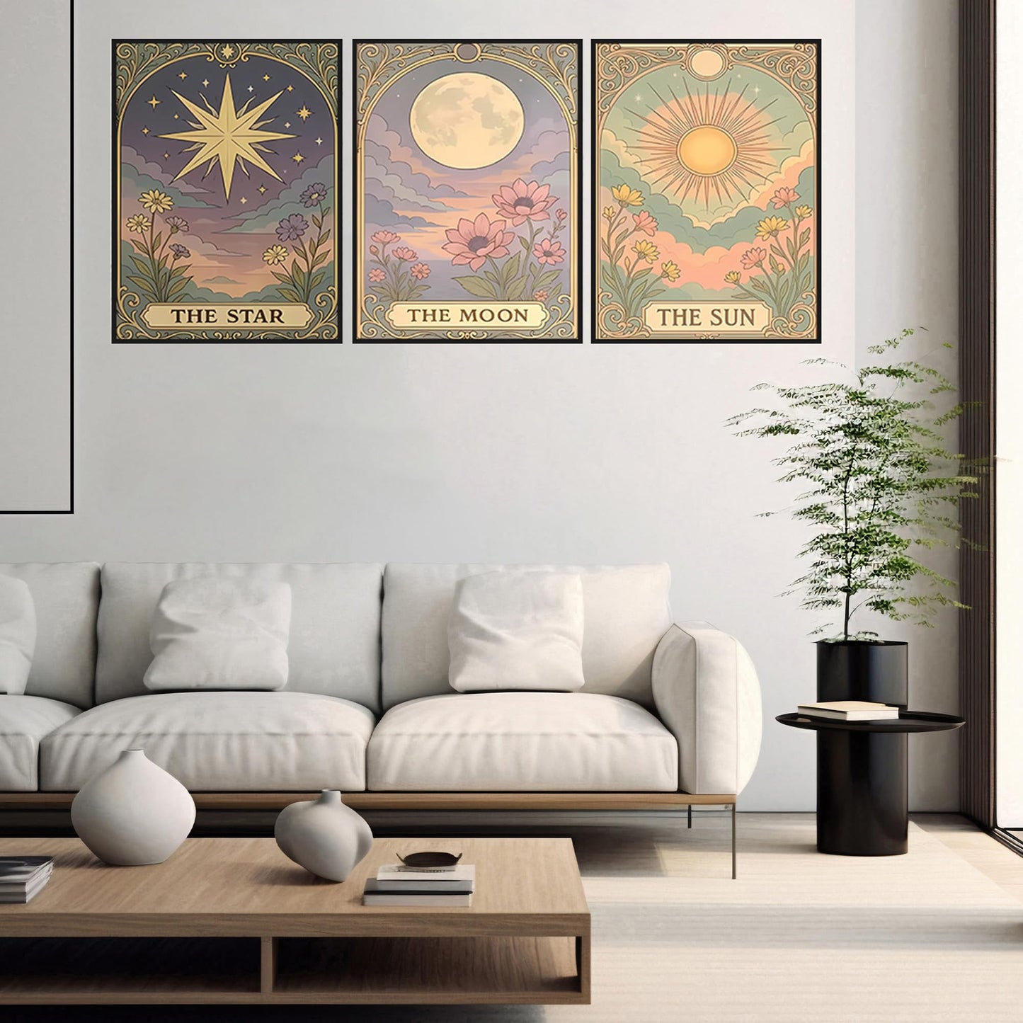 Zythron 3 Pack Tarot Diamond Art Kits for Adults,Sun Moon Star Diamond Painting Kits for Adults Beginner DIY 5D Full Drill Gem Art Painting Kit for Home Wall Decor Gifts 12x16 in