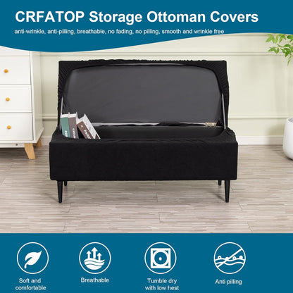 CRFATOP Jacquard Rectangle Ottoman Stool Cover Stretch Folding Storage Footstool Bench Slipcovers Upholstered Foot