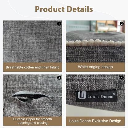 18 18 Inch Louis Donn x Unstuffed Storage Pouf Ottoman Cover, Square Cotton Linen Footstool Cover, DIY Bean Bag