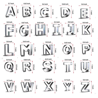 Alphabet Cookie Cutter Tool Set, 26 Pcs 1 Inch Stainless Steel Cookie Cutter Set Fondant Biscuit Fruit Dough Mold Tools for Halloween, Christmas,Birthday Party Decorations (Small-Letter)