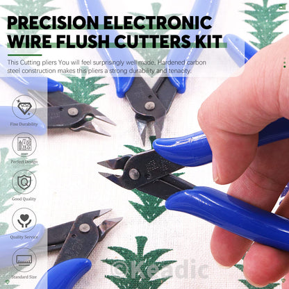 Keadic 12Pcs 5" Wire Cutters with Internal Spring and Soft Rubber Handle, Mini Flush Cutters, Micro Cutting Pliers Wire Nippers, Small Side Cutters for Hobby Modeling Jewelry Electronic Crafts (Blue)