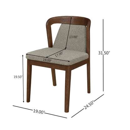 Christopher Knight Home Falei Boucle Upholstered Dining Chair Set of 2, Curved Backrest Kitchen Side Chair, Wooden Armless Dining Room Chair, Extra Seat for Living Room, Walnut+Light Brown