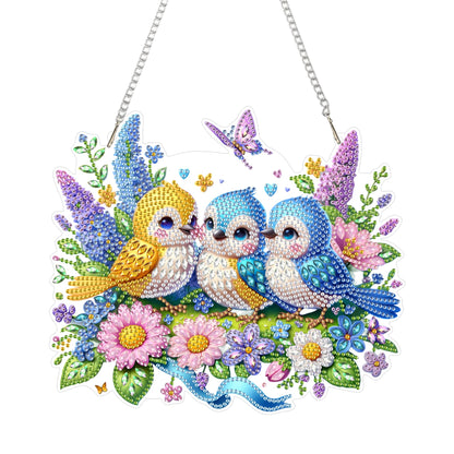 Aeepics Hanging Diamond Art Kit for Adult, DIY Diamonds Painting Pendant Ornament Kit, Acrylic Diamond Art Painting Board Kit (Birds)