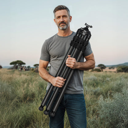 FANAUE Carbon Fiber Tripod for Shooting for Arca Swiss Quick Release Plate, Hands-Free Operation, Suitable for Hunting, Shooting and Outdoor Activities - HTC-4030-65