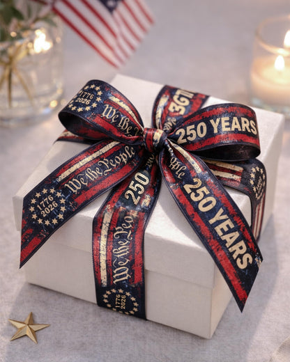 Gleamagic 2-Pack America 250th Anniversary Ribbon Bundle - 1 Inch x 50 Yards Total - Patriotic Satin Ribbon for Independence Day, July 4th Decor & Semiquincentennial Crafts & Commemorative Decor