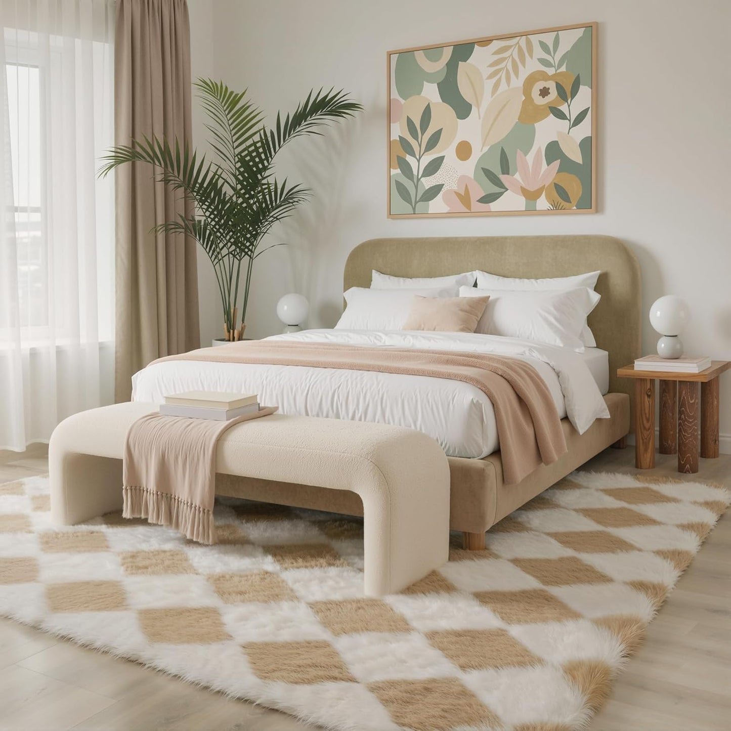 5x7 GENIMO Checkered Rug Area Rugs for Kids Bedroom Soft Shag Rug Fluffy Fuzzy Carpet Plush Rugs for Living Room