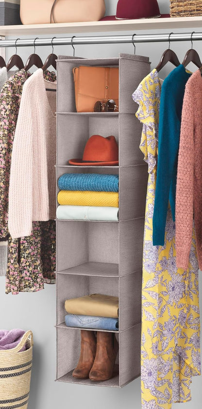 6 Closet Whitmor Hanging Accessory Shelves - Section Organizer - Light Grey