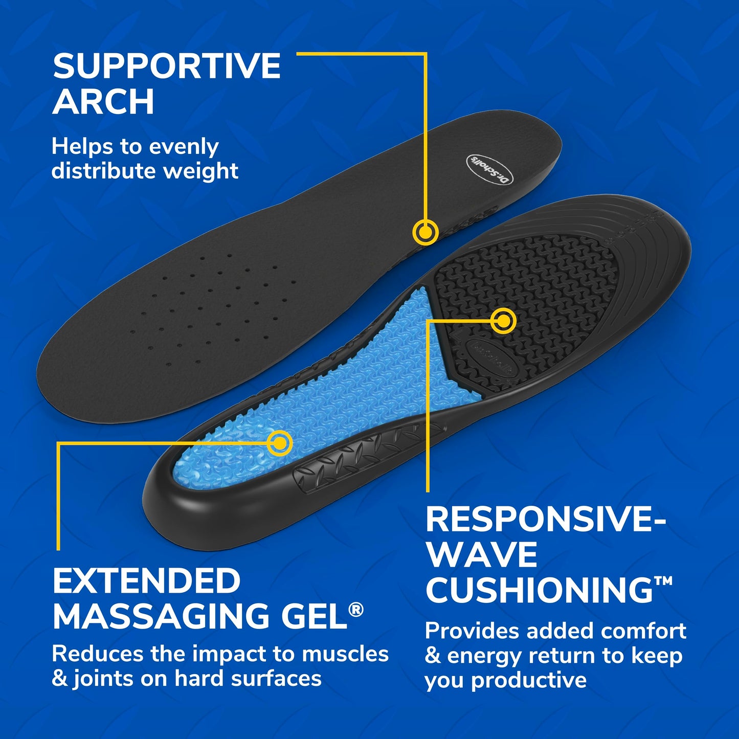Dr. Scholl's Work All-Day Superior Comfort Insoles (with) Massaging Gel, Men, 1 Pair, Trim to Fit