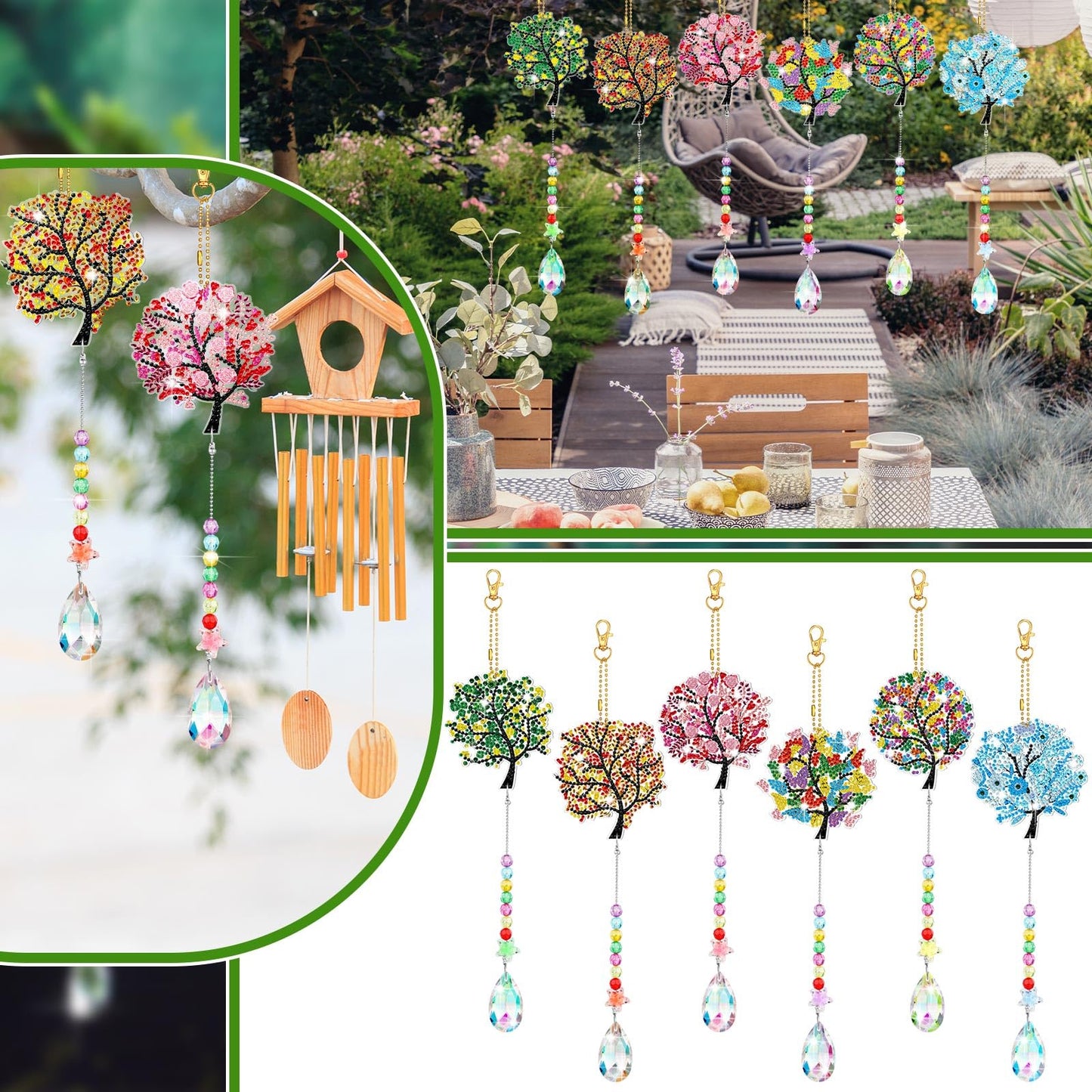 Burbell 6 Pcs Tree of Life Diamond Art Suncatchers Kits for Adults Double Sided Tree of Life Diamond Painting DIY Dream Catcher Kit Wall Decor Wind Chimes for Adults, 6 Styles