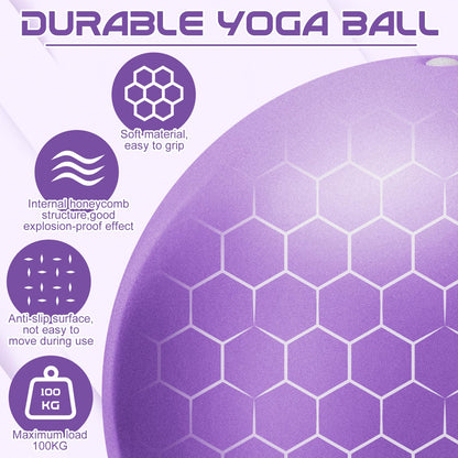 Pilates Ball, 9 Inch Small Exercise Mini Soft Workout Yoga Ball with Exercise Guide, for Home Gym Yoga, Pilates, Core Training, Workout, Balance, Stability