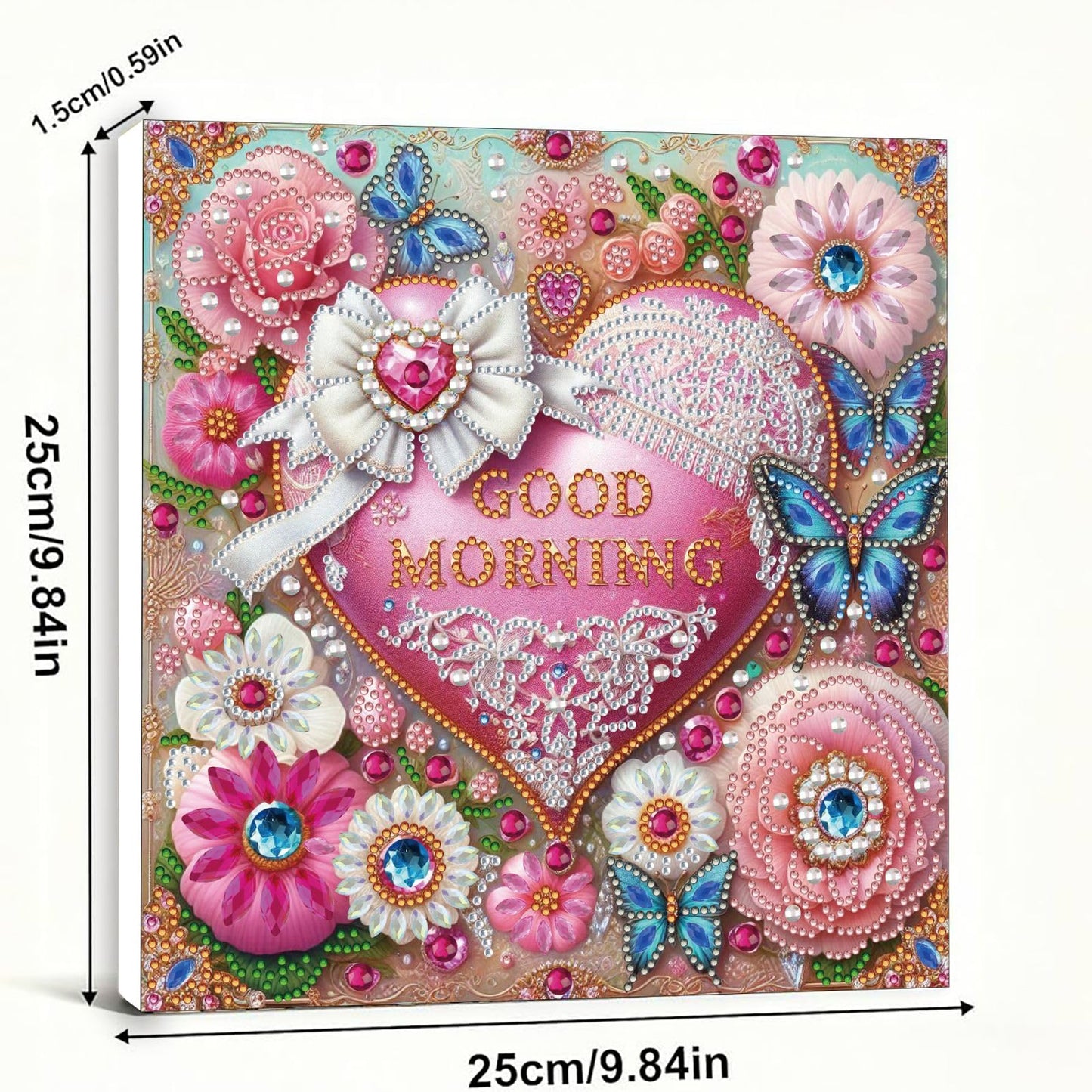 DIYDeligths DIY Diamond Pearl Art Painting with Frame 9.84in Handmade Paste Painting Healing Stress-Relieving Home Wall Decoration No Framing Required (Flowers Heart)