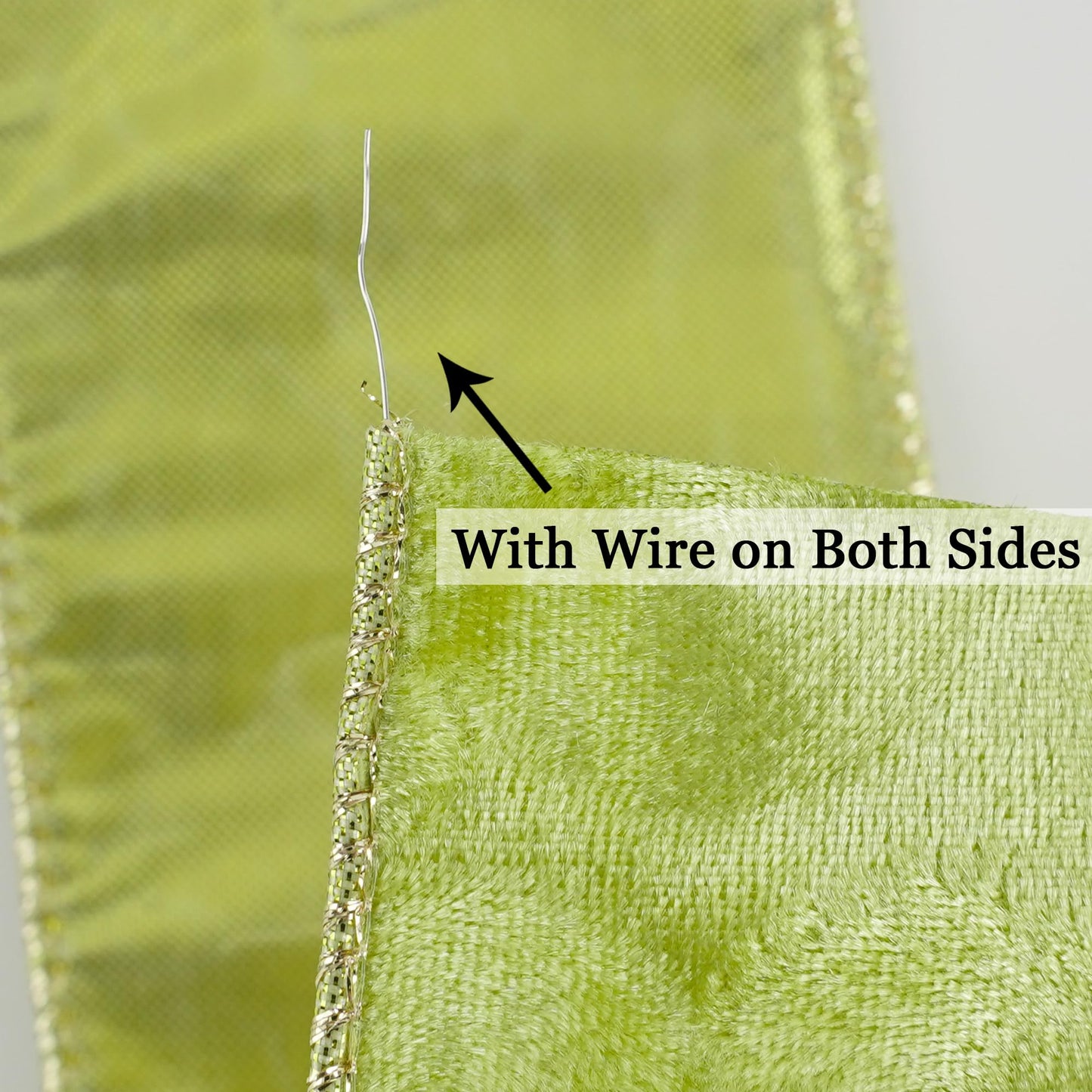 MEEDEE 2.5 inch Moss Green and Gold Velvet Ribbon 10 Yards Roll Two Tone Thick Wired Ribbon for Christmas Tree, Gift Wrapping, Velvet Bow, Wreaths, Crafts Supply, Seasonal Decorations
