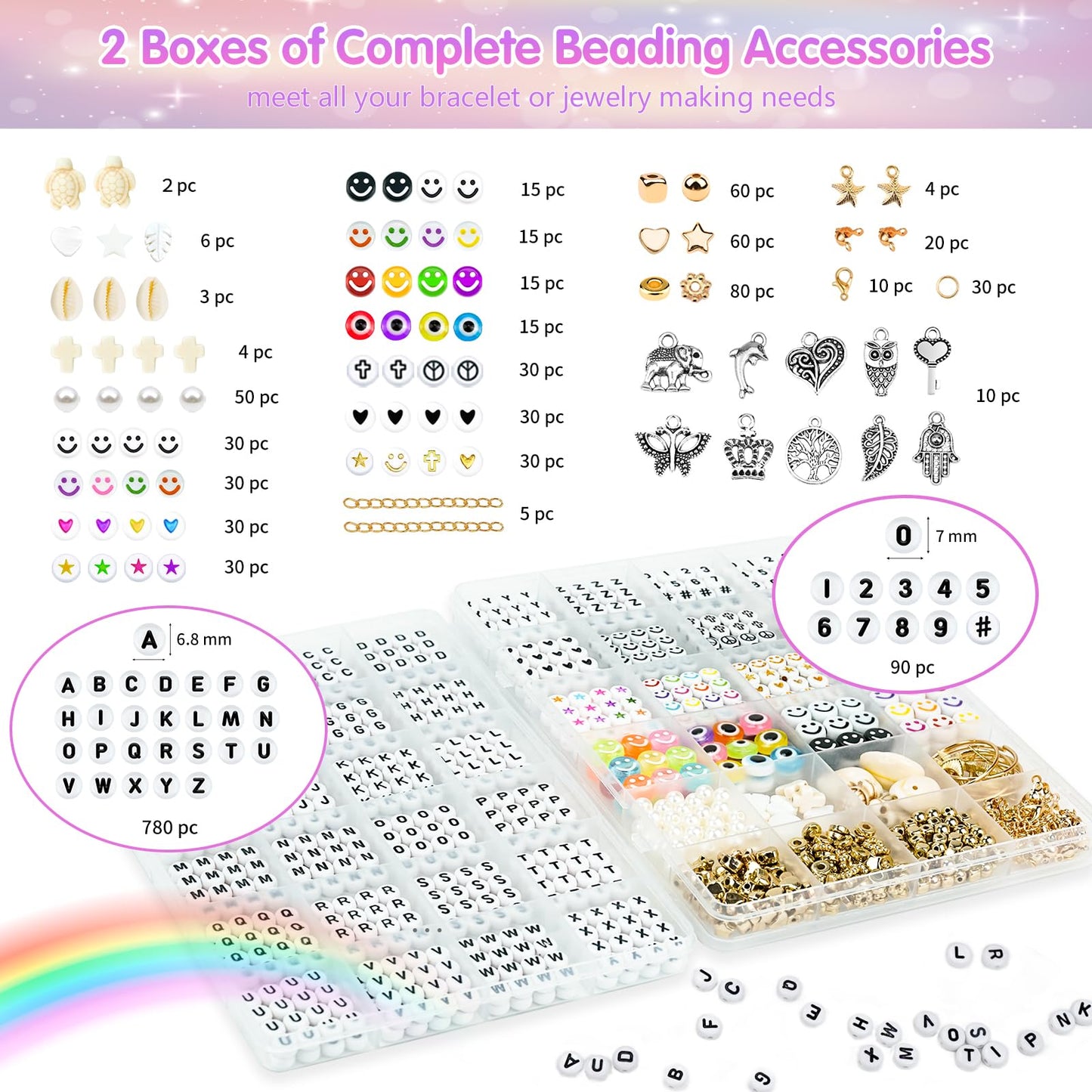 Gionlion Clay Beads Friendship Bracelet Making Kit, 72 Colors Preppy Clay A-Z Letter Number Beads & Charms Complete Jewelry Making Kit DIY Crafts Gift for Teen Girls