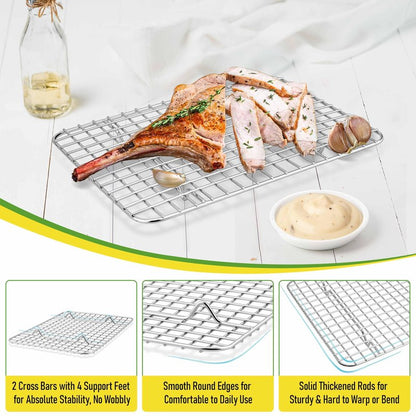 Homikit 2 Pack Cooling Rack Set, 12" x 9" Stainless Steel Baking Rack for Bacon Bread Pizza, Metal Wire Oven Racks for Cooking Roasting Fit Quarter Sheet Pan, Rust Free & Dishwasher Safe