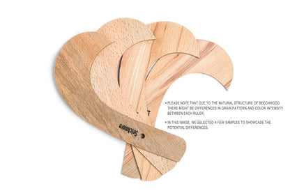 Setchmore 7 Piece Beech Wood Sewing Ruler Set, Wooden Pattern Making & Drafting Tools for Dressmaking Tailoring & Fashion Designer, with Straight Edge, Triangle, French & Hip Curve & Vary Form Curve