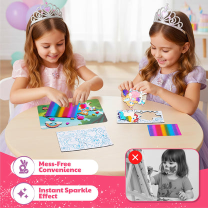 JoyCat 24 Pack Foil Craft Party Favors,No Mess Arts and Crafts for Kids,Goodie Bag Stuffers,DIY Creative Activity, Birthday Present for Girls Boys 4 5 6 7 8 9 Years Old(Unicorn)