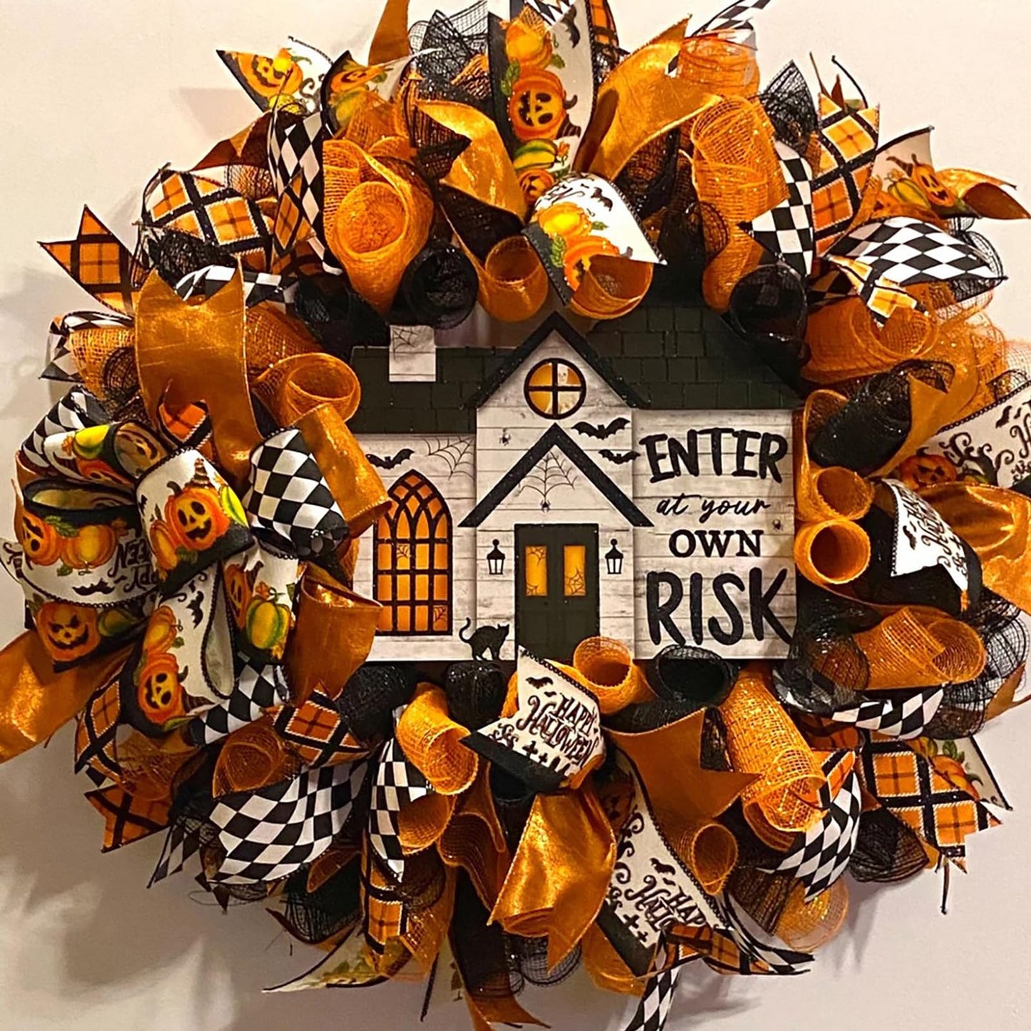JStnana Orange Deco mesh 6 inch, 4 Rolls Fall Thanksgiving Mesh Ribbon 30 Feet Each Roll Metallic Foil Decorative Mesh Rolls Fabric DIY Craft Wreath Making Supplies for Halloween Wreath Swags