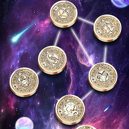 Zodiac Wax Seal Stamp Kit - 12PCS Constellations Sealing Wax Stamp Set, 1.18inch/30mm Retro Brass Seal with Handle for Invitations Envelopes (12 Constellation Set)