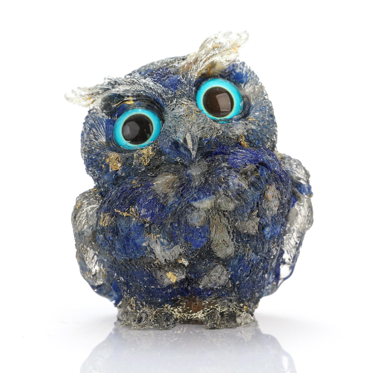 Reyife Hand-Carved Natural Crystal Owl Statue Reiki Healing Gemstone Animal Figurines Home Office Car Decoration The Best Gifts 2.4 inches(Lapislazuli)