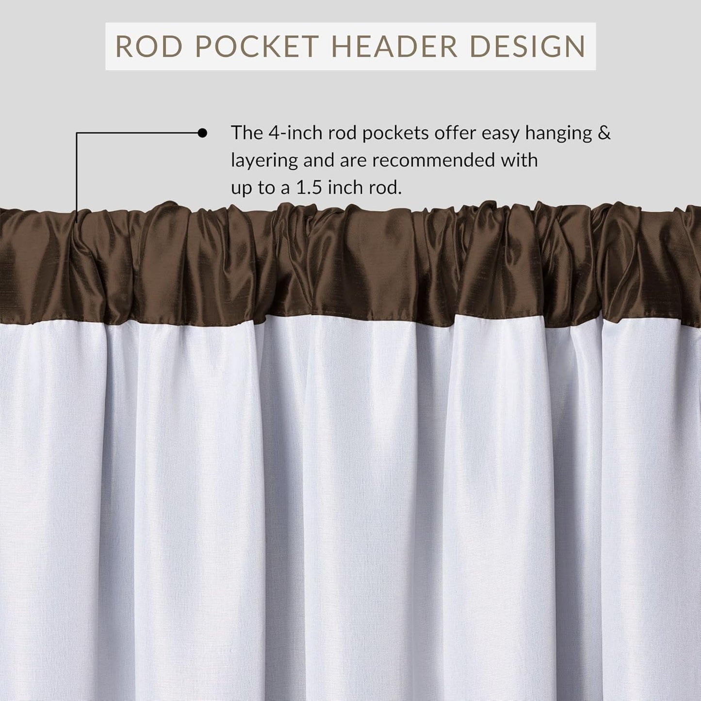 Elrene Home Fashions Versailles Room-Darkening Faux-Silk Waterfall Window Valance, 52" x 36", Chocolate Brown