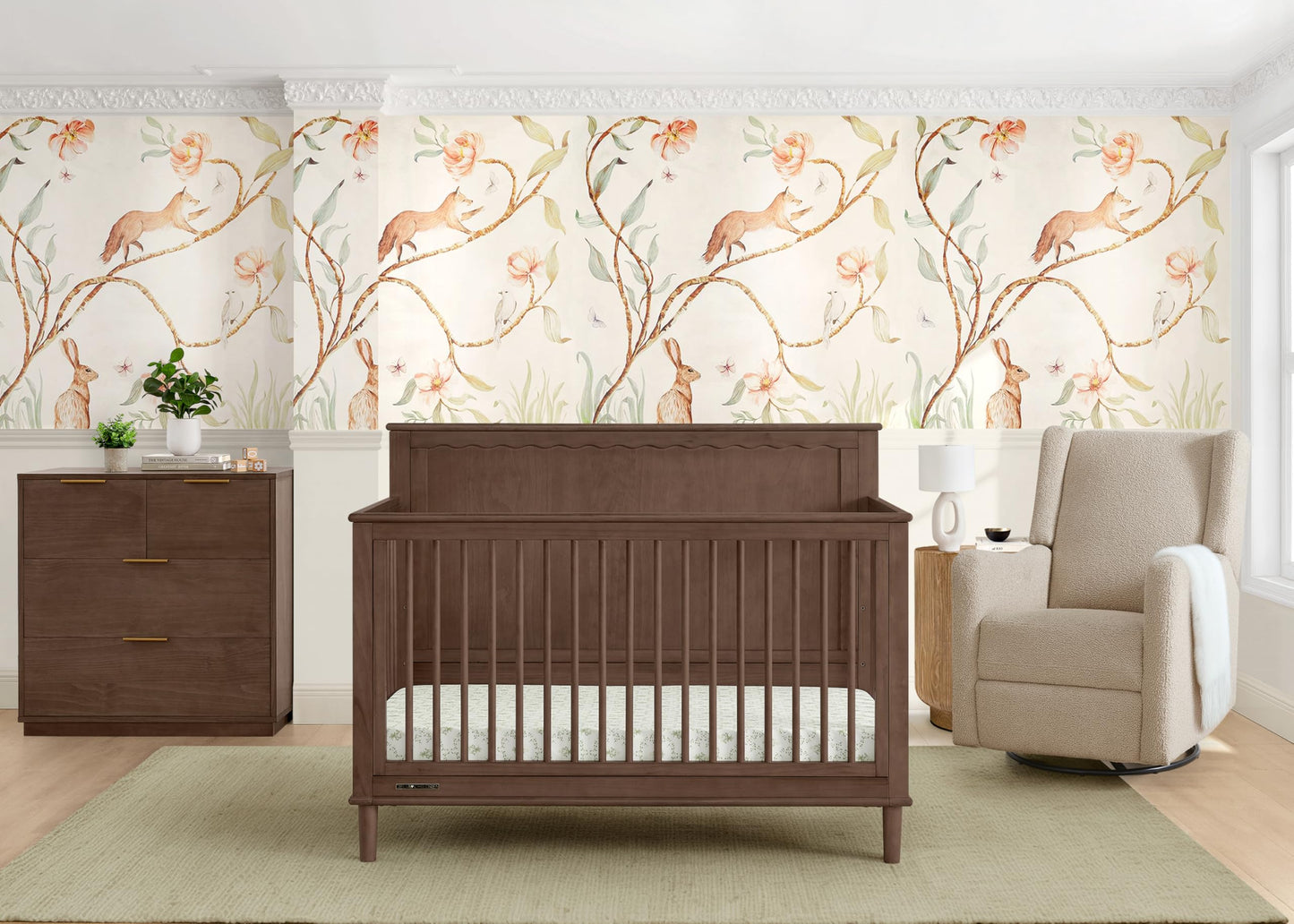 Delta Children Penelope 6-in-1 Convertible Crib - Greenguard Gold Certified, Teak Brown