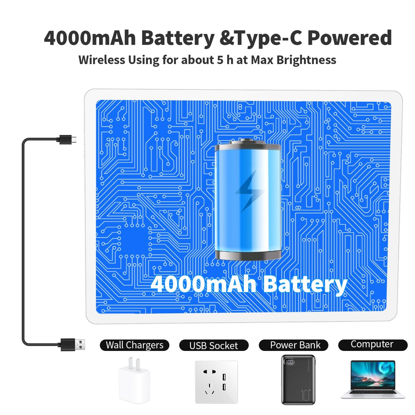 Elice Rechargeable A4 Light Pad for Diamond Painting, Magnetic LED Light Board with Physical Button, Super Bright Diamond Art Light Pad, Ultra-Thin Light Box for Tracing, Weeding Vinyl, Artists -White