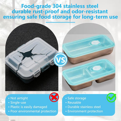 Stainless Steel Snack Containers with Lids Meal Prep Food Storage Container Lunch Box Multi Compartment Reusable Leak-Proof Design for Travel,Snacks, Sandwiches,Condiments Bento Box Office Home