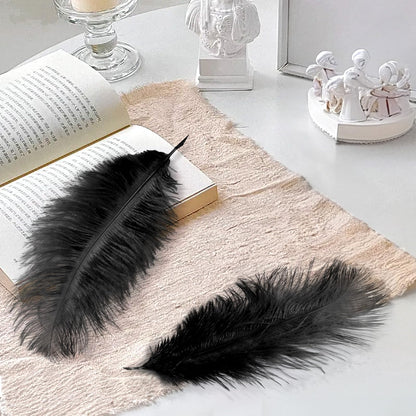 80pcs 15-17 inches (38-43 cm) Natural Bulk Ostrich Feathers Kit. Kits Contain 8-10 inches of Feathers and 7 inches of White Feather Sticks.for Various DIY Projects. (Black, 8-10-Inch)