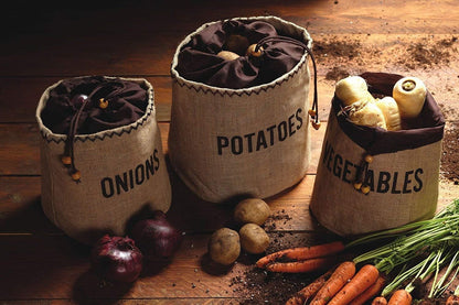 Natural Elements Potato Bag with Blackout Lining, Hessian, 24 x 24 cm, Brown