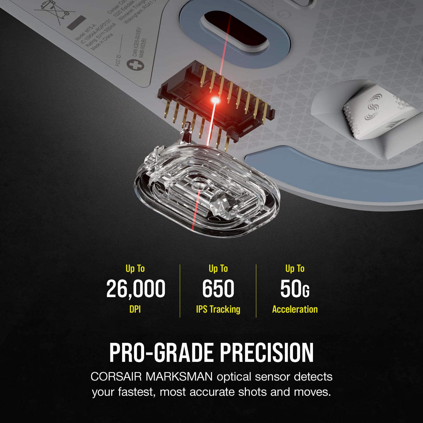 Corsair M75 AIR Wireless Ultra Lightweight Gaming Mouse – 2.4GHz & Bluetooth – 26,000 DPI – Up to 100hrs Battery – iCUE Compatible – Black