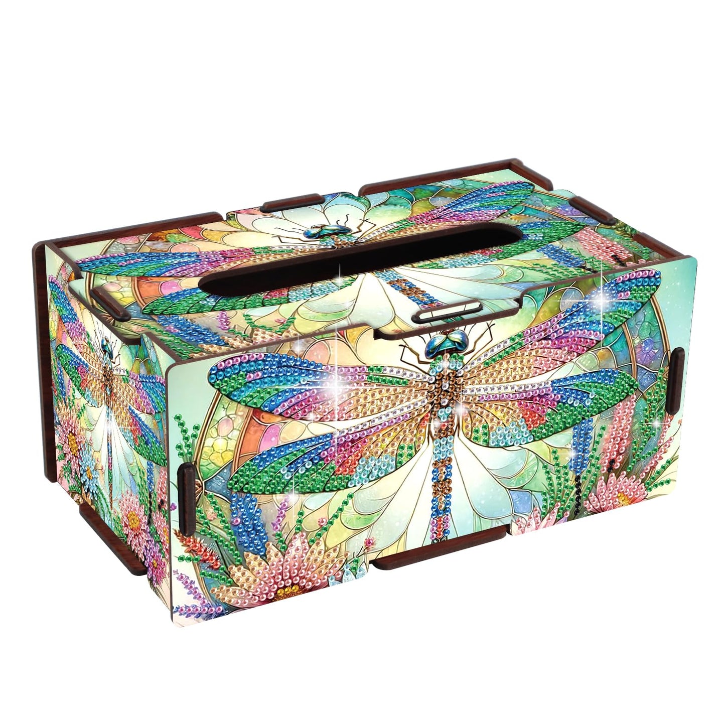 JISHSHAY Diamond Painting Tissue Box Cover Dragonfly Diamond Art Tissue Box Holder Animal Gem Art Gem Painting Napkin Holder Mosaic Kits for Adults Embroidery Kit Napkin Holder for Table 8.85×5×4.13in