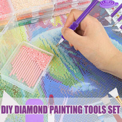 Qlonry 185 Pcs All Inclusive Diamond Painting Tool Kit Diamond Art Accessories Kit Including A4 LED Light Pad Kit,Bracket,Convex Point Design Storage Box,Painting Pen for DIY Craft