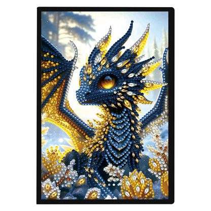 JISHSHAY Diamond Art Notebook Journal Dragon Diamond Painting Note Book Dragon Gem Art Sketchbook Mosaic Kits for Adults Diary Gem Painting Leather Journal A5 Notebook with Special Shaped Drills