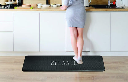 Rae Dunn Anti Fatigue Mat for Standing ‘Blessed’ - 20 Inch x 30 Inch - Cushion Foam Rubber Kitchen Mat for Floor - Non Skid Non Slip Pad for Back Pain, Knee Support, Foot Comfort