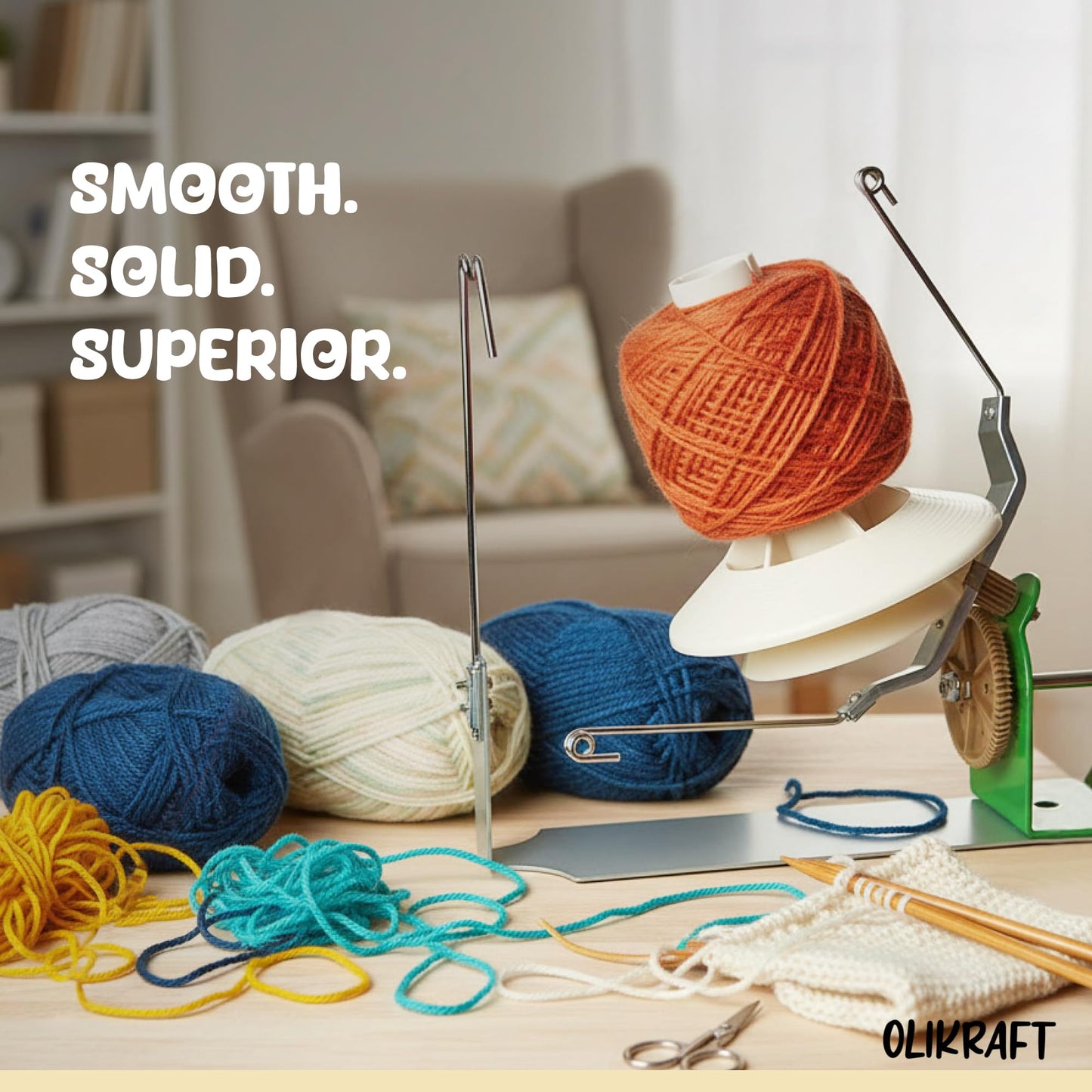 Olikraft Large Yarn Winder Large Capacity 10 oz - Hand Operated Metal Jumbo Yarn Winder - Durable Crochet Tools & Accessories
