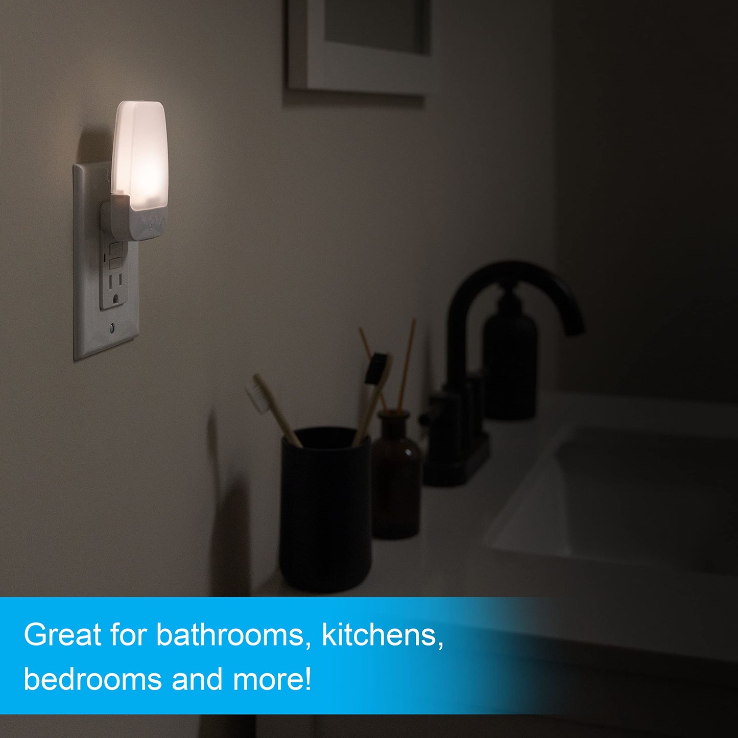 GE LED Night Light, Plug-in, Dusk to Dawn Sensor, Warm White, Ambient Lighting, Ideal Kids Adults Nightlight for Bedroom, Bathroom, Nursery, Hallway, Kitchen, 30966, 2 Pack