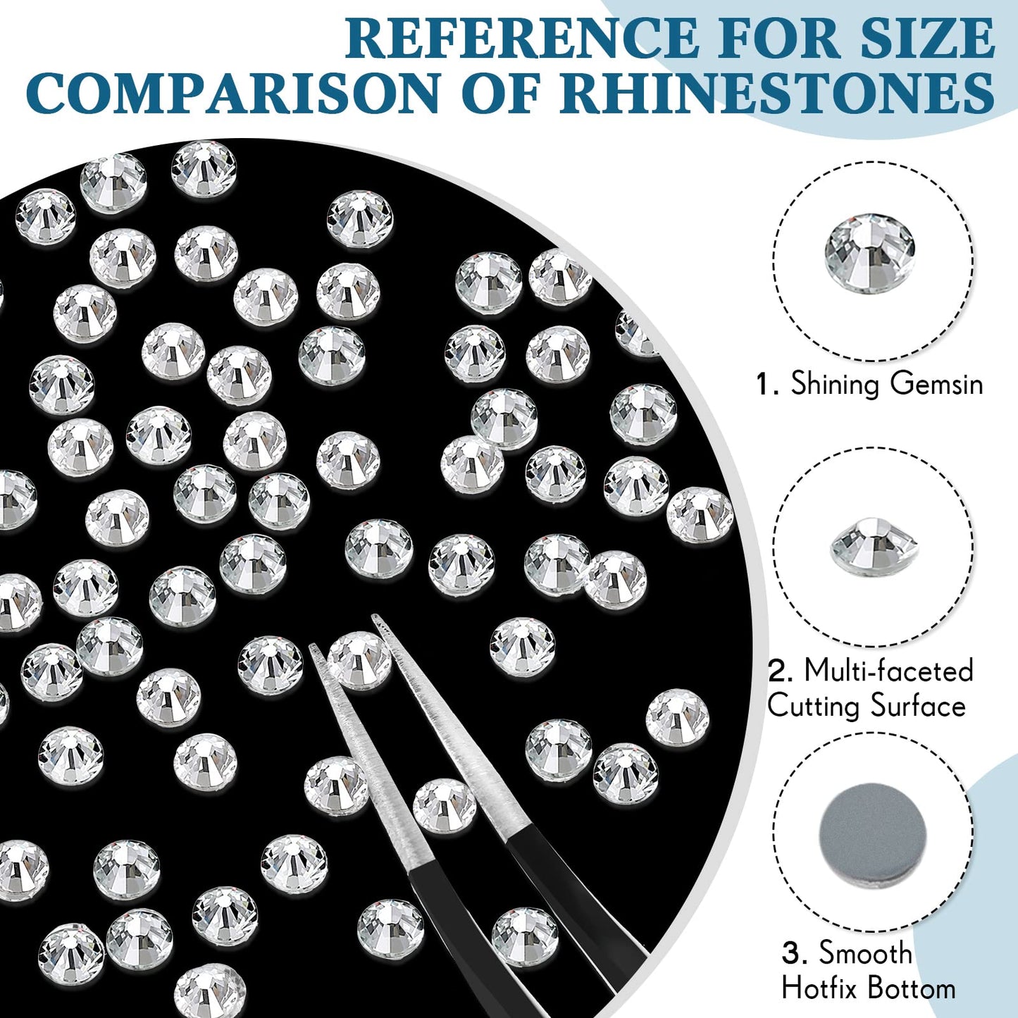 22000 Pcs Hotfix Rhinestone Bulk Crystal Iron on Flat Back Nail Gems Hot Fix Round Glass Rhinestones for Bedazzling DIY Crafts Clothes Shoes Supplies Decoration 2.7-2.9mm(SS10, Clear)