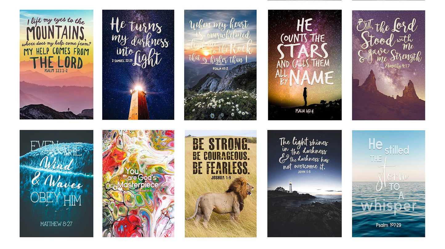 20 Bible Verse Aesthetic Photography Prints - Christian Wall Collage Kit for Teen Rooms or Dorms -Inspirational Faith Decor Gift -5x7 Professional Photos