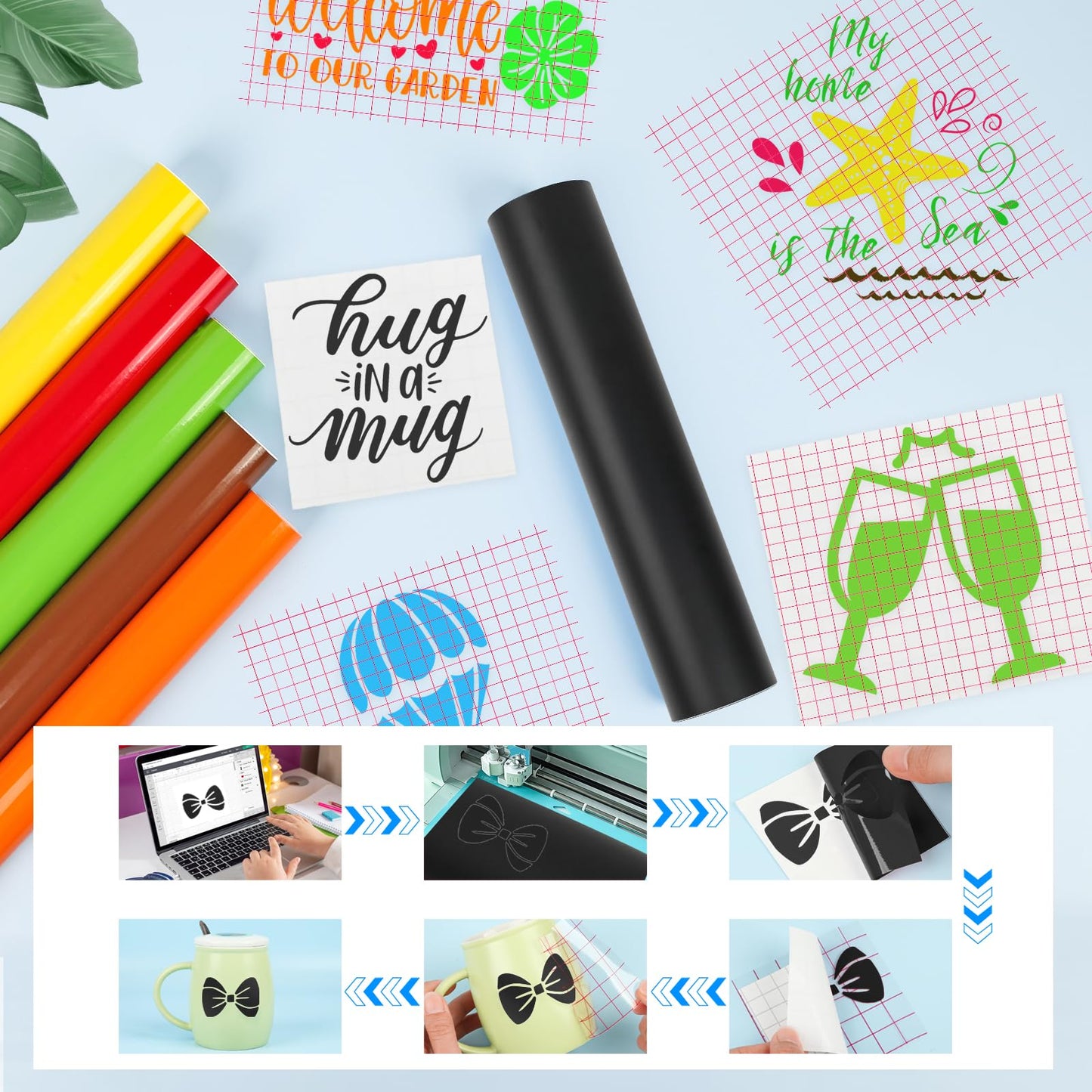 iImagine Vinyl 12'' x 42Ft Matte Black Permanent Vinyl Roll - Permanent Adhesive Vinyl Roll for Silhouette, Cameo Cutters, Signs, Craft Die Cutters, Home Decor,