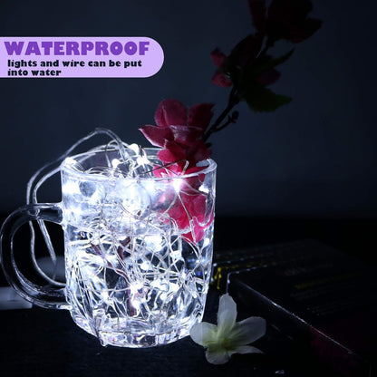 6 Pack Mini Fairy Lights, Battery Operated String Lights with Timer, 20LED Cool White Waterproof Twinkle Lights