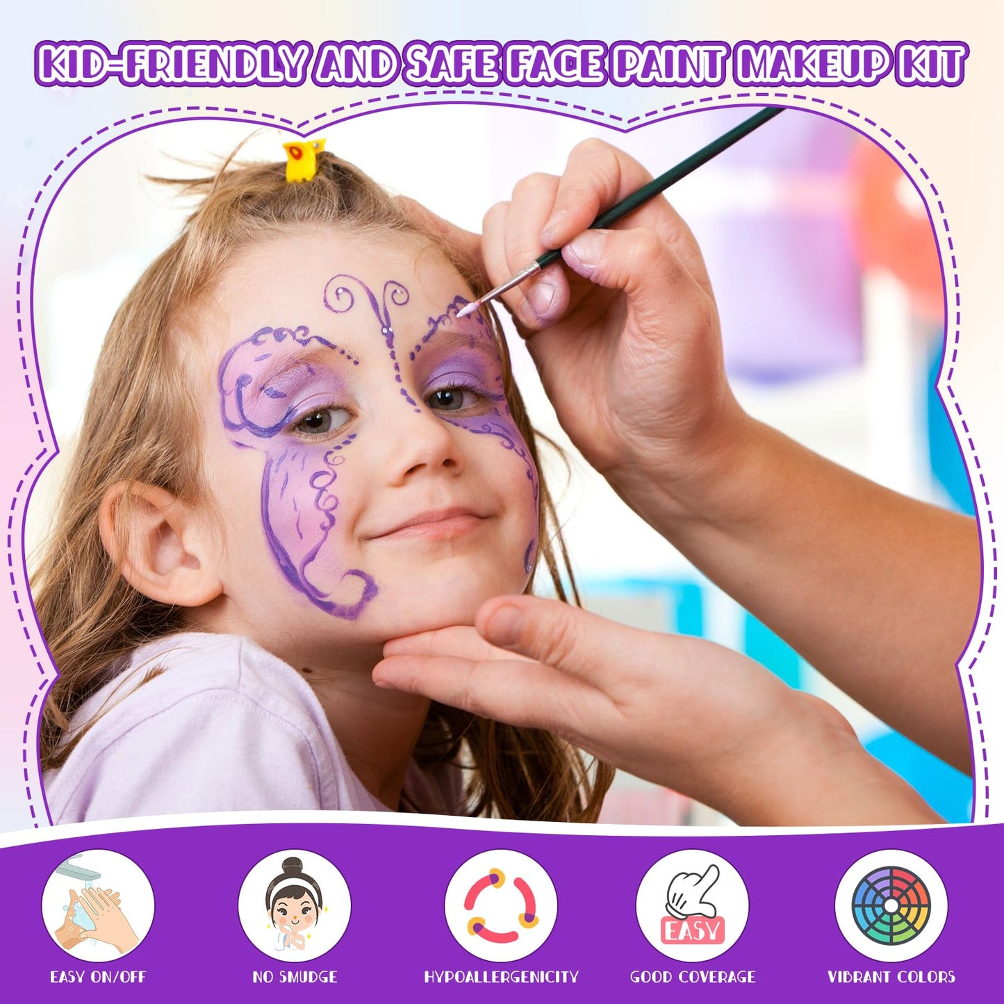 LOUHUA 54 Colors Face Painting Kit for Kids - Non Toxic Water Activated Face Paint with Stencils, Brushes, Gems - for Halloween, Birthday, Carnival, Cosplay