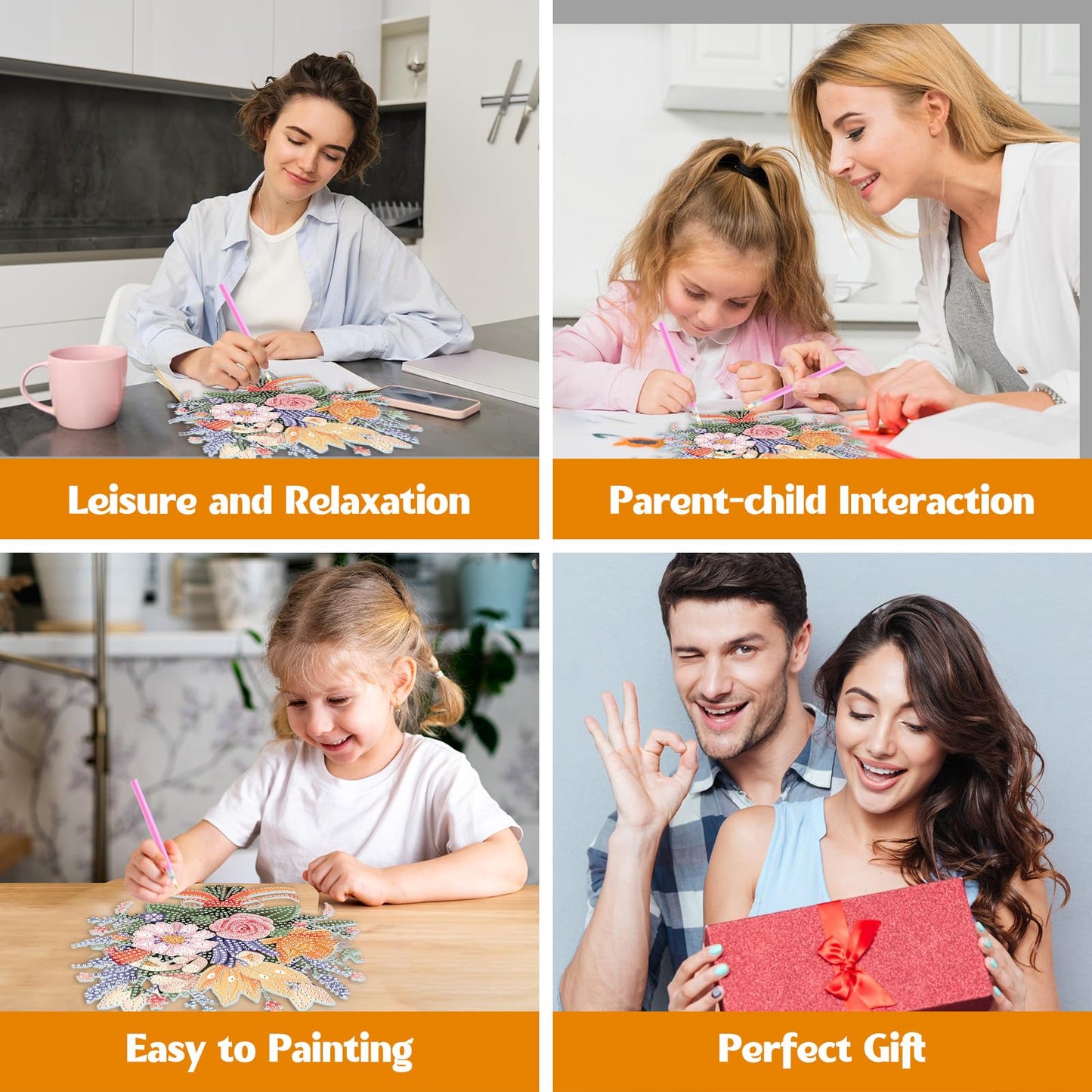 GHHKUD Tabletop Diamond Art Bouquet Kits for Adults Kids, DIY Double Sided Flowers Desktop Ornaments Special Shaped Rhinestone Stand Up Desk Placements, 5D Gem Gifts Home Decoration