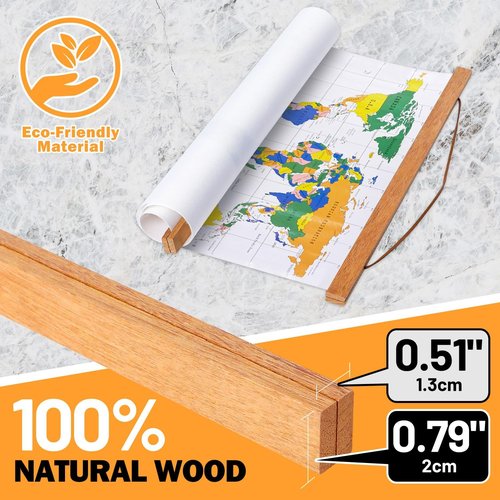 Benjia Magnetic Poster Hanger - 39" Teak Wood Frame for Canvas & Artwork Display