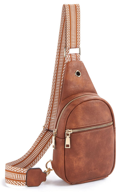 Telena Small Sling Bag for Women Leather Crossbody Fanny Packs Chest Bag for Women