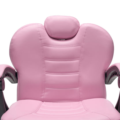 KEIKI Reclining Barber Chair for Barbershop, 90°-150° Adjustable Salon Styling Chair with Heavy Duty Hydraulic Pump, 360° Swivel PU Leather Hair Stylist Chair with Headrest & Footrest, Pink