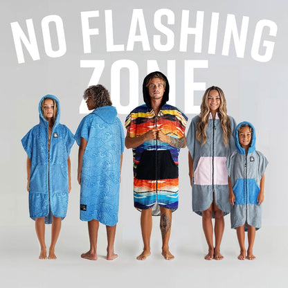 Swimming 2 Pilotfish Surf Poncho Changing Robe Towel - Hooded, Zippered Towel Poncho for Beach, Surfing, | Front