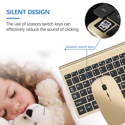 Wireless Keyboard and Mouse Ultra Slim Combo, TopMate 2.4G Silent Compact USB 2400DPI Mouse and Scissor Switch Keyboard Set with Cover, Batteries Included, for PC/Laptop/Windows/Mac - Gray Black