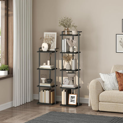 4-Tier BKBK11401 MAHANCRIS Bookshelf, Bookcase, Vertical Tall Narrow Book Shelf for Small Space, Open Storage Display