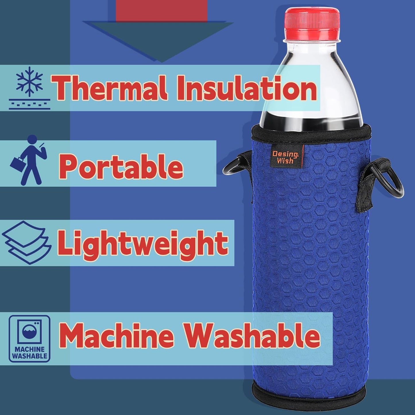 16.9 oz 16 17 18 oz 4 Desing Wish Portable Plastic Bottles Insulators Sleeves Beverage Bottle/Can Sleeves Holder