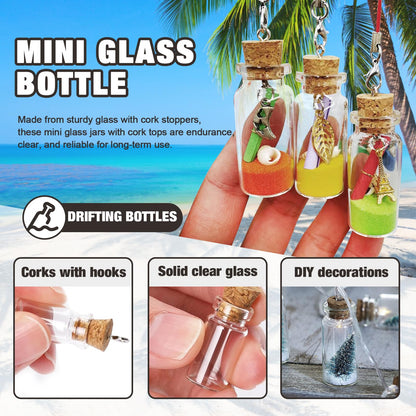 Wshxjzyay 60 Pieces 1 ml Small Glass Bottles with Cork Lids, Mini Glass Wishing Bottles, Empty Spell Jars for Theme Party DIY Crafts Christmas Tree Decoration